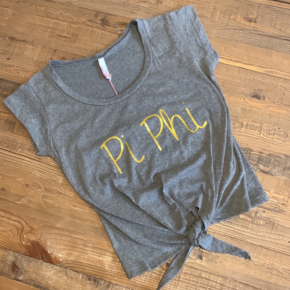 Pi Phi Grey Tied Tee